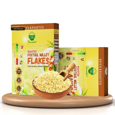 Danodia Foods Organic Foxtail Millet Flakes (450g/17oz) | Roasted & Ready-to-Eat | Ideal for Porridge, Puddings, Desserts & Smoothie Bowls | Gluten-Free & Nutritious | High Fiber & Vegan Protein
