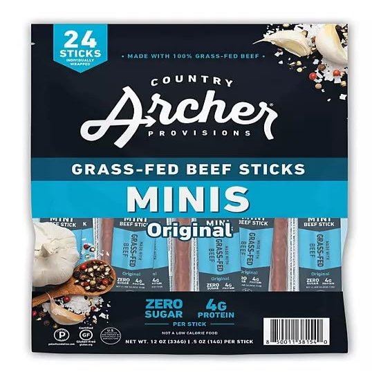 Country Archer Grass-Fed Mini Beef Sticks- 24 Count - Set of 2