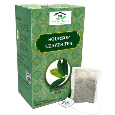 100% Natural Soursop Leaves Tea 30 x 2g Teabags Hoja De Guanabana Entera Natural Herbs Leaf Tea Bags Dried Graviola Hand Harvested from Sri Lanka/Ceylon - Lanka Flavors Feel Different