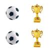 Jaccos 4 Pieces Soccer Theme Cake Decorations Soccer Birthday Party Cake Toppers, 2Pcs Plastic Soccer Ball and 2Pcs Plastic Championship Trophy, Football Party Cake Decor view 1