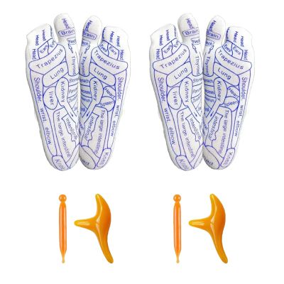 2 Pairs Acupressure Reflexology Socks with Trigger Point Massage Tool, Reflexology Foot Massage Socks for Women and Men, Foot Pain Relief Remedy for Foot Massage (Women)