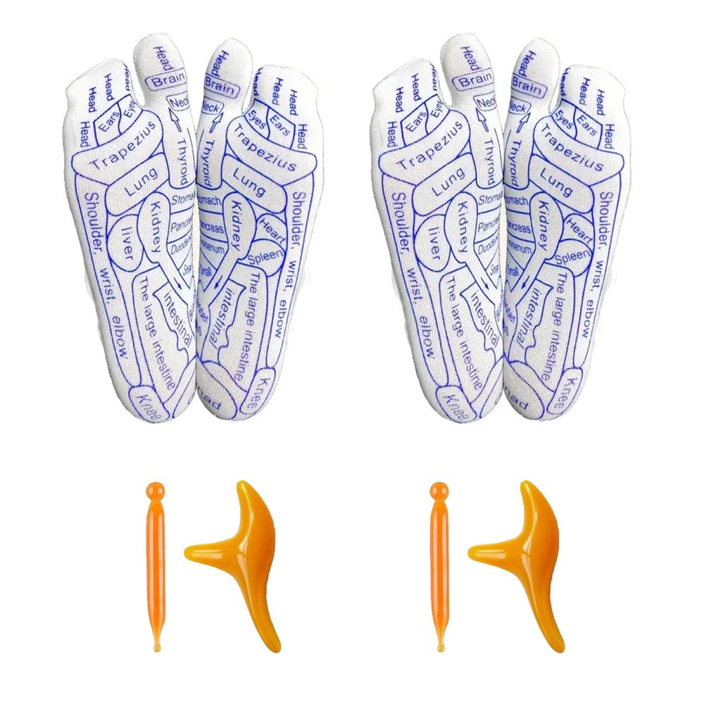 2 Pairs Acupressure Reflexology Socks with Trigger Point Massage Tool, Reflexology Foot Massage Socks for Women and Men, Foot Pain Relief Remedy for Foot Massage (Women)