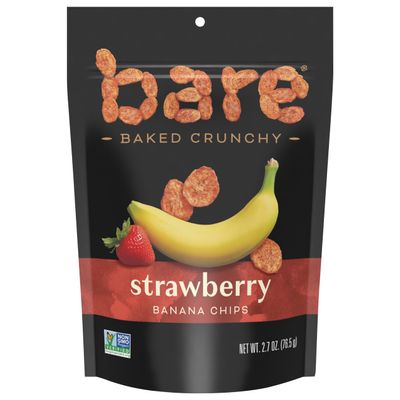 Bare Baked Crunchy Banana Chips, Strawberry Banana, Gluten Free, 2.7 oz Bag