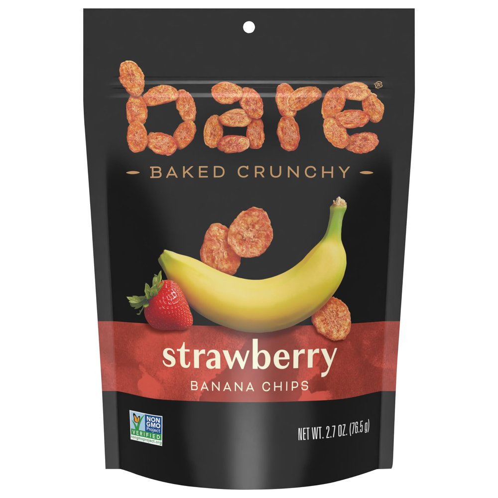 Bare Baked Crunchy Banana Chips, Strawberry Banana, Gluten Free, 2.7 oz Bag
