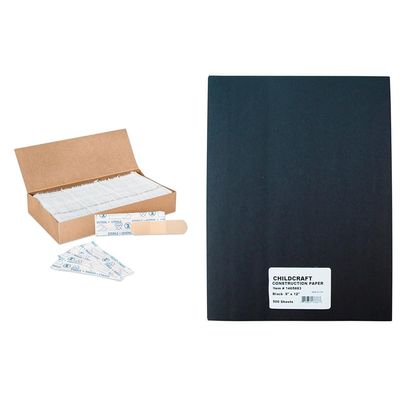 1500 Count American White Cross Adhesive Bandages and 500 Sheets Childcraft Black Construction Paper
