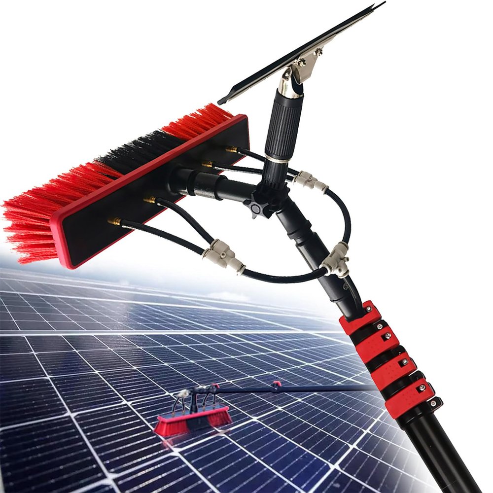 Water Fed Telescopic Brush,Window Cleaning with Squeegee,Solar Panel Cleaning Equipment,Extendable Cleaner Conservatory Roof,for Caravan,Deck,Trucks,36FT(10.8M)