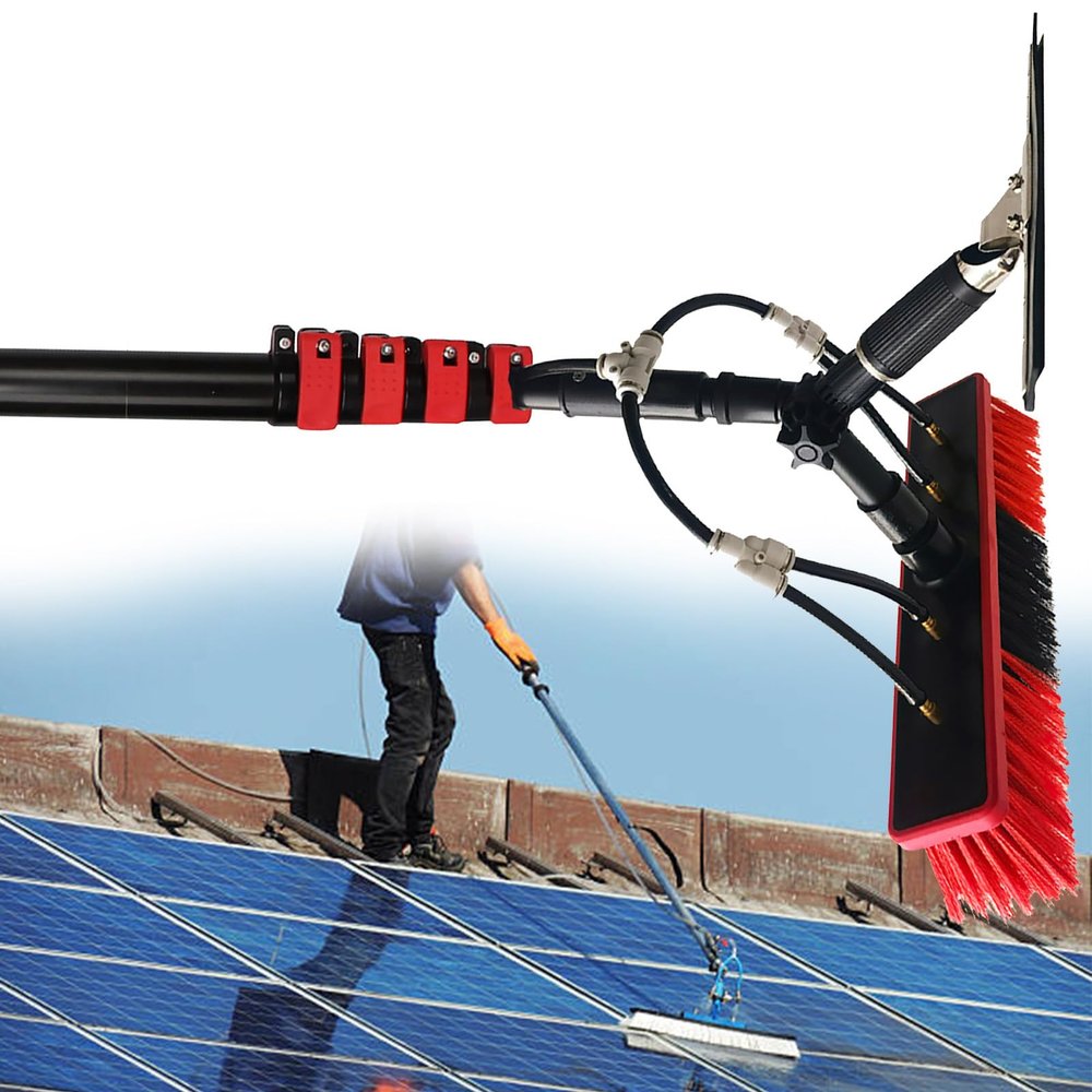 12-36 FT Water Fed Window Cleaning Conservatory Solar Panel Extension Extendable Extended Telescopic Brush Squeegee Equipment Hose Fed Kit,for Trucks Caravan Deck,36FT(10.8M)