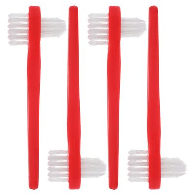 Healvian Denture Cleaning Brush Double Sided Toothbrush 4 Pack Compact Travel Oral Care for Partial Full Dentures 4.33In