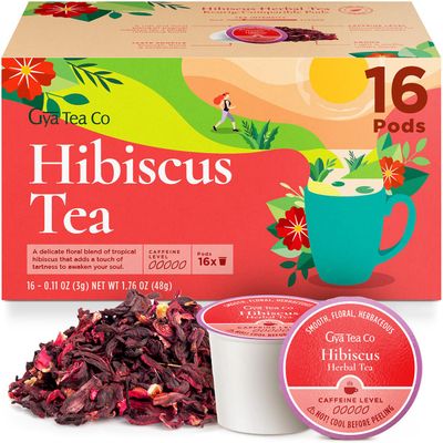 Gya Tea Co Hibiscus Tea Gift Set (16 Count) - Decaf Tea Pod for Lovers Get Well Gifts - Manually Harvested - Enjoy Hot or Iced