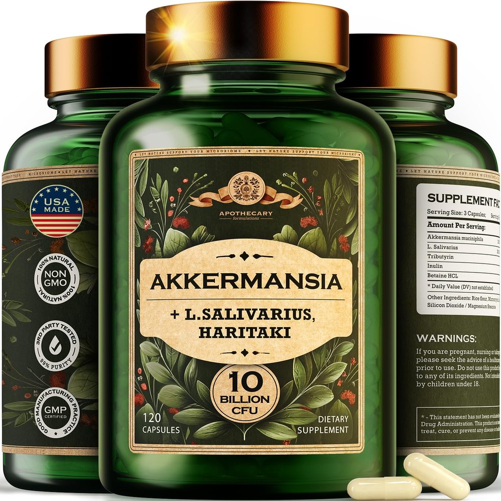 AdvantageNutra Akkermansia Muciniphila Probiotics and Prebiotics w/Lactobacillus Salivarius & Haritaki | Fiber Supplement Gut Health & Digestive Health | Women Probiotic Akkermansia Light