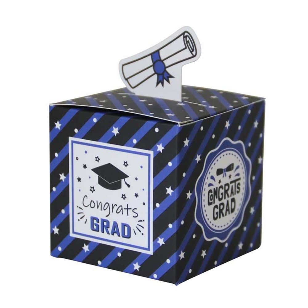 50Pcs Graduation Candy Boxes Square Shaped Paper Gift Box For Candies Biscuits Chocolates Small Toy Party Supplies Graduation Treat Candy Chocolate Box
