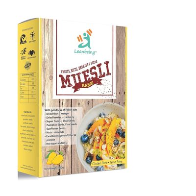 Generic VEDA Mango Muesli Nuts, Berries & Seeds 400G | Gluten Free | Natural Breakfast Cereal |Naturally Sweetened