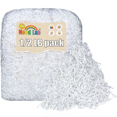 Crinkle Cut Paper Shred Filler - 1/2 LB White - Shredded Cut Paper for Basket Filling - Gift Box Kraft Wrapping Paper