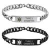 HOMLIFPER 2Pcs Men Women Stainless Steel Medical Alert Bracelet - Engraved Medical ID Cuff Bracelet for Type 2 Diabetes, Sos Emergency Identification Bracelet view 1