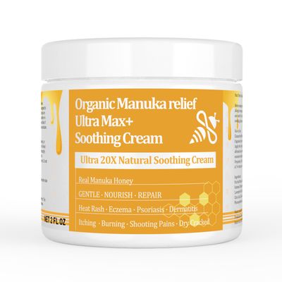 Manuka Honey Eczema Soothing Cream - Organic Ointment, for Hand, Body Eczema Relief, Hand Foot Tinea, Psoriasis, Dry, Itchy, Irritated Skin, Armpits, Itchy Feet, Bottom, Anal Itch, Adults, Children