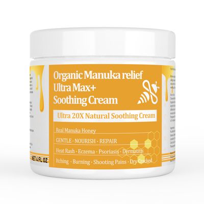 Manuka Honey Eczema Soothing Cream - Organic Ointment, for Hand, Body Eczema Relief, Hand Foot Tinea, Psoriasis, Dry, Itchy, Irritated Skin, Armpits, Itchy Feet, Bottom, Anal Itch, Adults, Children