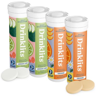 Drinklits Lemon-Lime & Orange Electrolyte Tablets (4) Tube Bundle | Citrus Hydration Combo Pack | Delicious Natural Flavors  0g Sugar  Daily Use | 40 Servings - 10 Tablets Per Tube