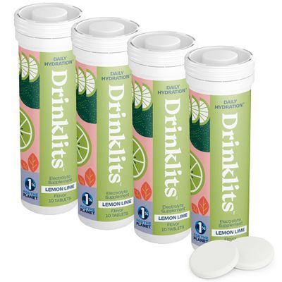 Drinklits Lemon-Lime Daily Electrolyte Hydration Tablets (4) Tube Bundle | Natural Sports Drink  0g Sugar  Excellent Flavor | 40 Servings - 10 Tablets Per Tube