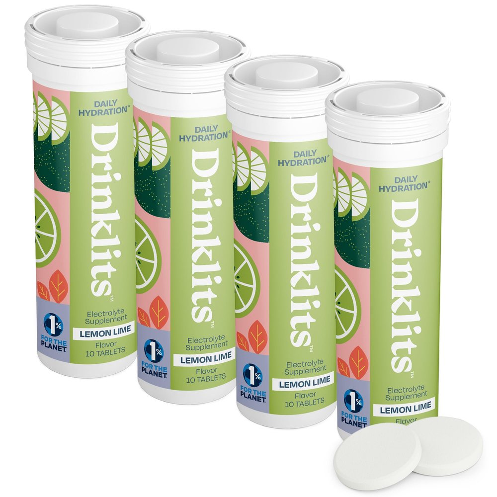 Drinklits Lemon-Lime Daily Electrolyte Hydration Tablets (4) Tube Bundle | Natural Sports Drink 0g Sugar Excellent Flavor | 40 Servings - 10 Tablets Per Tube