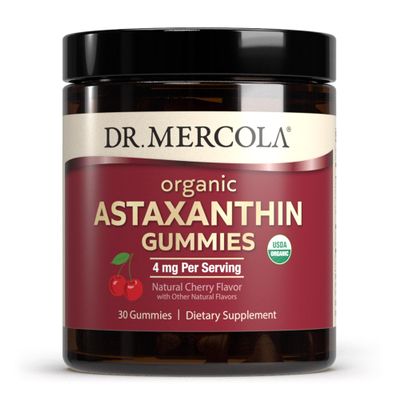 Dr. Mercola Organic Astaxanthin Gummies, 30 Servings (30 Gummies), 4 mg Per Serving, Dietary Supplement, Antioxidant and Immune Support, Certified Organic, Non-GMO