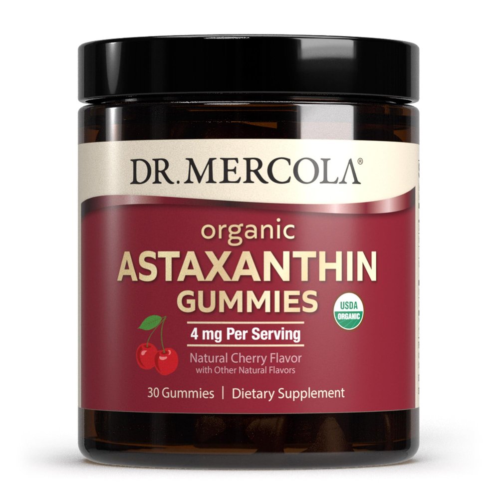 Dr. Mercola Organic Astaxanthin Gummies, 30 Servings (30 Gummies), 4 mg Per Serving, Dietary Supplement, Antioxidant and Immune Support, Certified Organic, Non-GMO