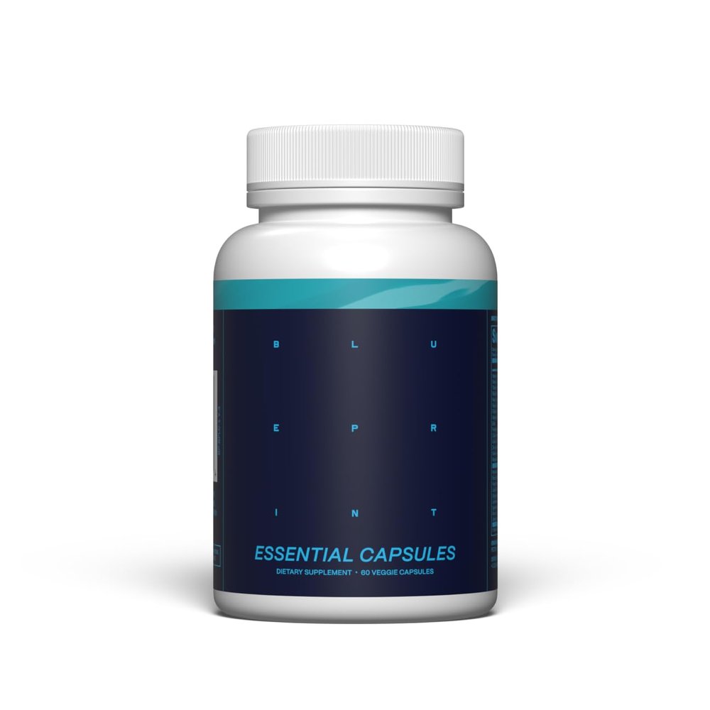 Blueprint Bryan Johnson Essential Capsules - Daily Multivitamin/Multimineral for Women and Men - Antioxidant Supplement with Calcium, Vitamin B1, Vitamin D, and Zinc - Vegan and Non GMO (30 Servings)