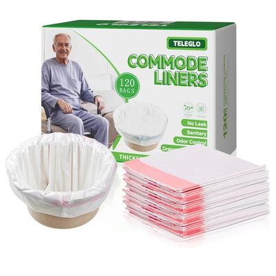 Commode Liners 120PCS Bedside Commode Liners Disposable-Portable Toilet Bags for Commode Chair,Camping Toilet Liners -Waste Bags Fits All Standard Bedside Portable Toilet Potty Bedpan,NO Pad