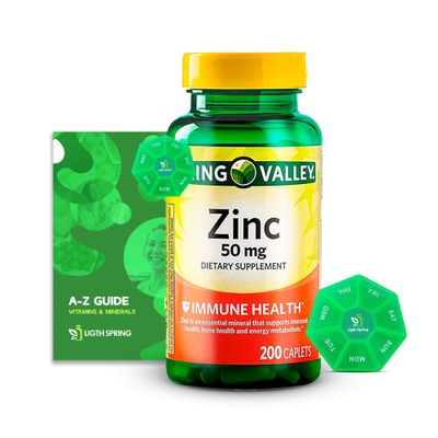 Zinc Dietary Supplement 50 mg, 200 Ct Bundle with Exclusive Better Ligth&Spring Guide