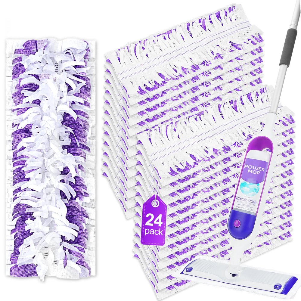 24 Pack Disposable Power Mop Refills Pads Compatible with Swiffer PowerMop Mop - Power Mop Pads Refill for Multi-Surface Floor Cleaning