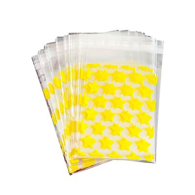 50PCS Gold Cellophane Bags Candy Bags Stars Star Treat Bags Goodie Bags Card Packing Bags Star Card Sleeves Self Adhesive Bags for Cookies