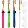 PRASBURR Toddler Toothbrush, Kids Toothbrush, Galactic Adventures Style, Toddler Age 2-4 and Up, Soft Bristles with Caps, Pack of 4 view 1