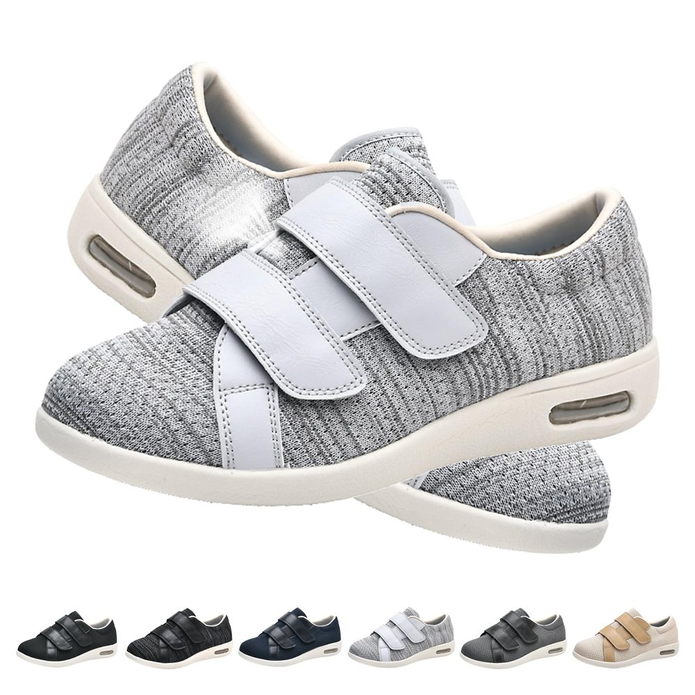 Wide Diabetic Shoes for Men Wide, Memory Foam Diabetic Slipper with Adjustable Closures, Women's Elderly Shoes, Shoes for Swollen Feet Women Men 11.5