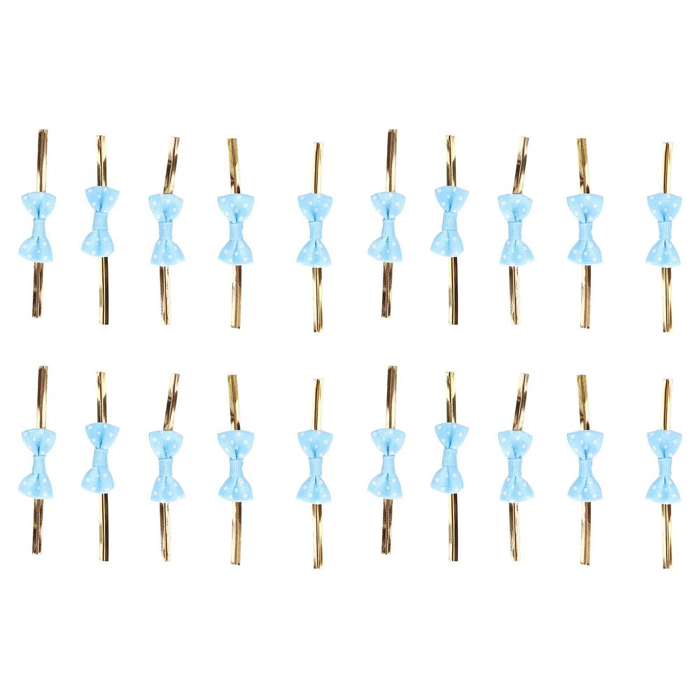 Milltrip Bowknot Sealing Ties, 20pcs Bow Knot Ties Biscuits Baking Bag Ties for Gift Wrapping Weddings Parties(Blue dots)