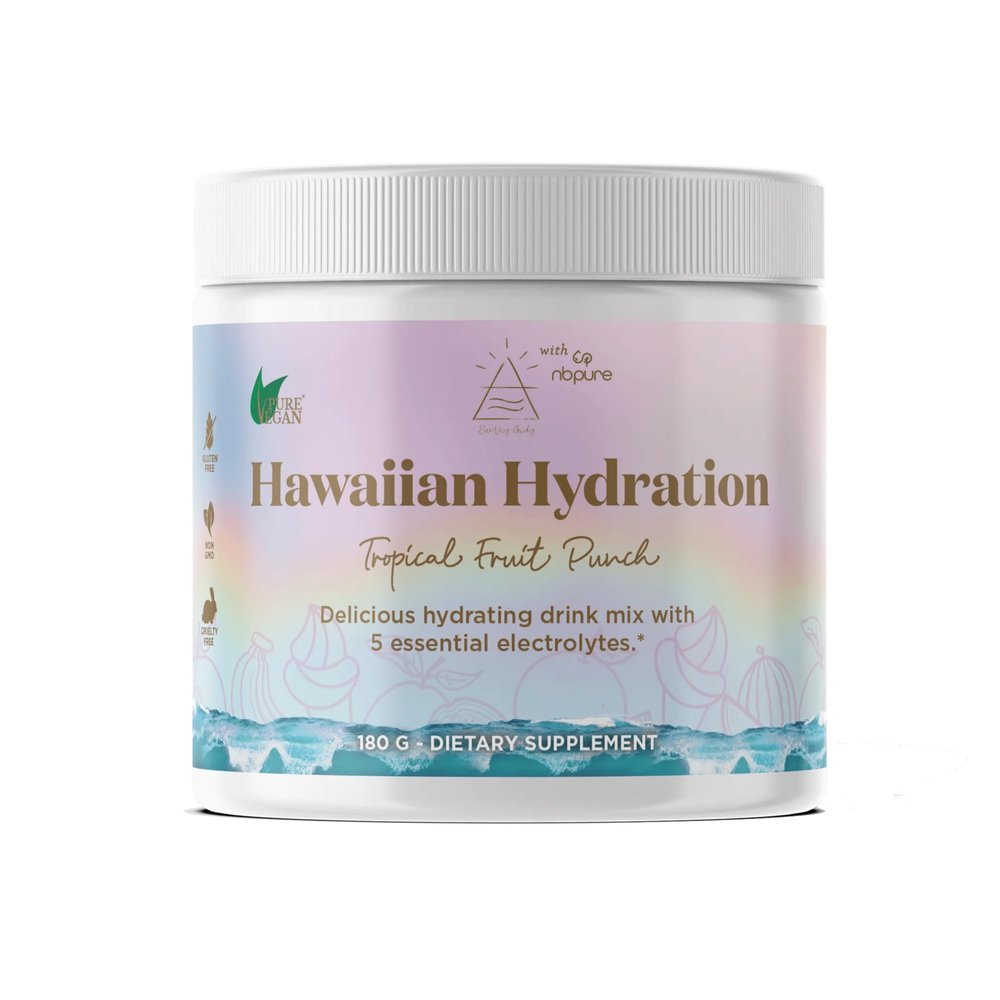 nbpure Earthy Andy Hawaiian Hydration Natural Electrolyte Drink Mix For Active Families - 5 Balanced Electrolytes, Digestion-Friendly, Natural Delicious Flavor, Vegan - No Sugar & Nothing Artificial