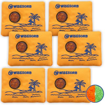 Wisesorb 50g x 6 Packs Rechargeable Desiccant Packs, Orange Indicating Silica Gel Packets, Moisture Absorber for Storage, Seeds, 3D Filaments, Electronics, Safes, Luggage - Reusable Dehumidifier Bags