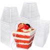 100 Pack 3.5 oz Plastic Dessert Cups with Spoons,Clear Square Mini Dessert Cups,Small Tumbler Appetizer Cups Parfait Cups for Desserts,Mousse,Puddings,Party Supplies view 1