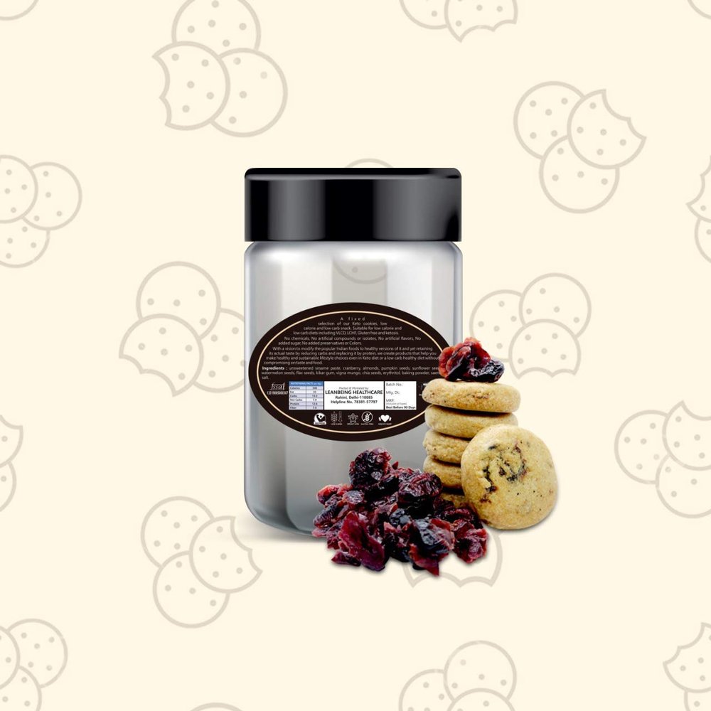 Generic VEDA Keto Cookie Tahini Cranberry (250Grams) | Ultra Low Carb | Keto Friendly Snack | Gluten Free | Zero Sugar