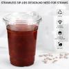 Kuerqi 100 Sets 16 Oz Plastic Cups with Lids, Iced Coffee Cups with Lids, Strawless Sip-Lids Design, No Need for Straws, Durable PET Go On Plastic Cups view 2