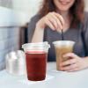 Kuerqi 100 Sets 16 Oz Plastic Cups with Lids, Iced Coffee Cups with Lids, Strawless Sip-Lids Design, No Need for Straws, Durable PET Go On Plastic Cups view 4