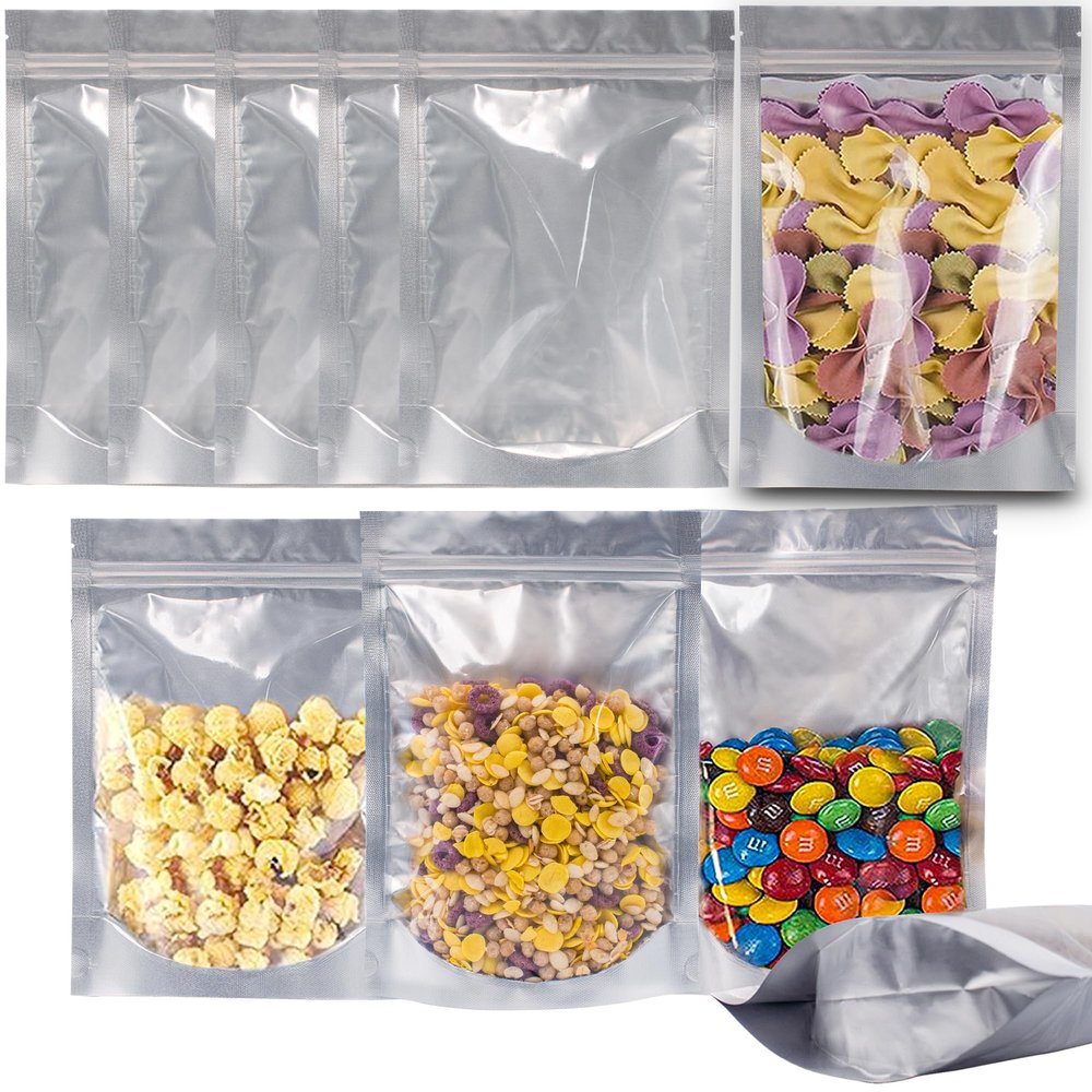 Wisesorb 4 x 6 inches 60 Packs Mylar Bags For Food Storage, Mylar Bags With Window, Freeze Dried Candy Bags, Reusable Storage Bags For Food, Mylar Food Storage Bags for Long Term Food Storage