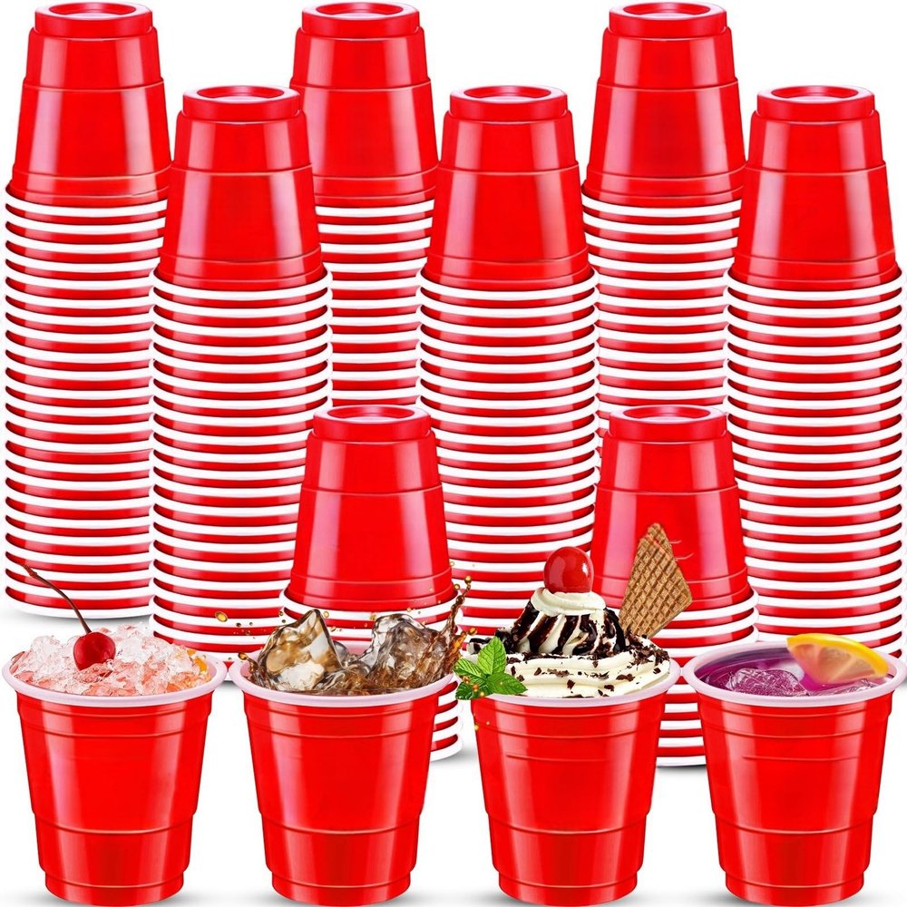 cssopenss 120 pcs Red shot cups Christmas Plastic Shot Glasses 2 oz red shot glasses disposable for drinking Tastings served Snacks Jello Tastings and Samples
