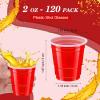 cssopenss 120 pcs Red shot cups Christmas Plastic Shot Glasses 2 oz red shot glasses disposable for drinking Tastings served Snacks Jello Tastings and Samples view 2