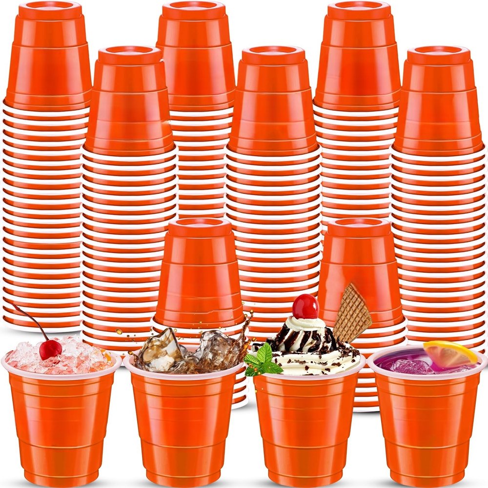 cssopenss 120 pcs Orange Plastic Shot Glasses 2 oz orange shot cups Thanksgiving shot glasses disposable for drinking Tastings served Snacks Jello Tastings and Samples