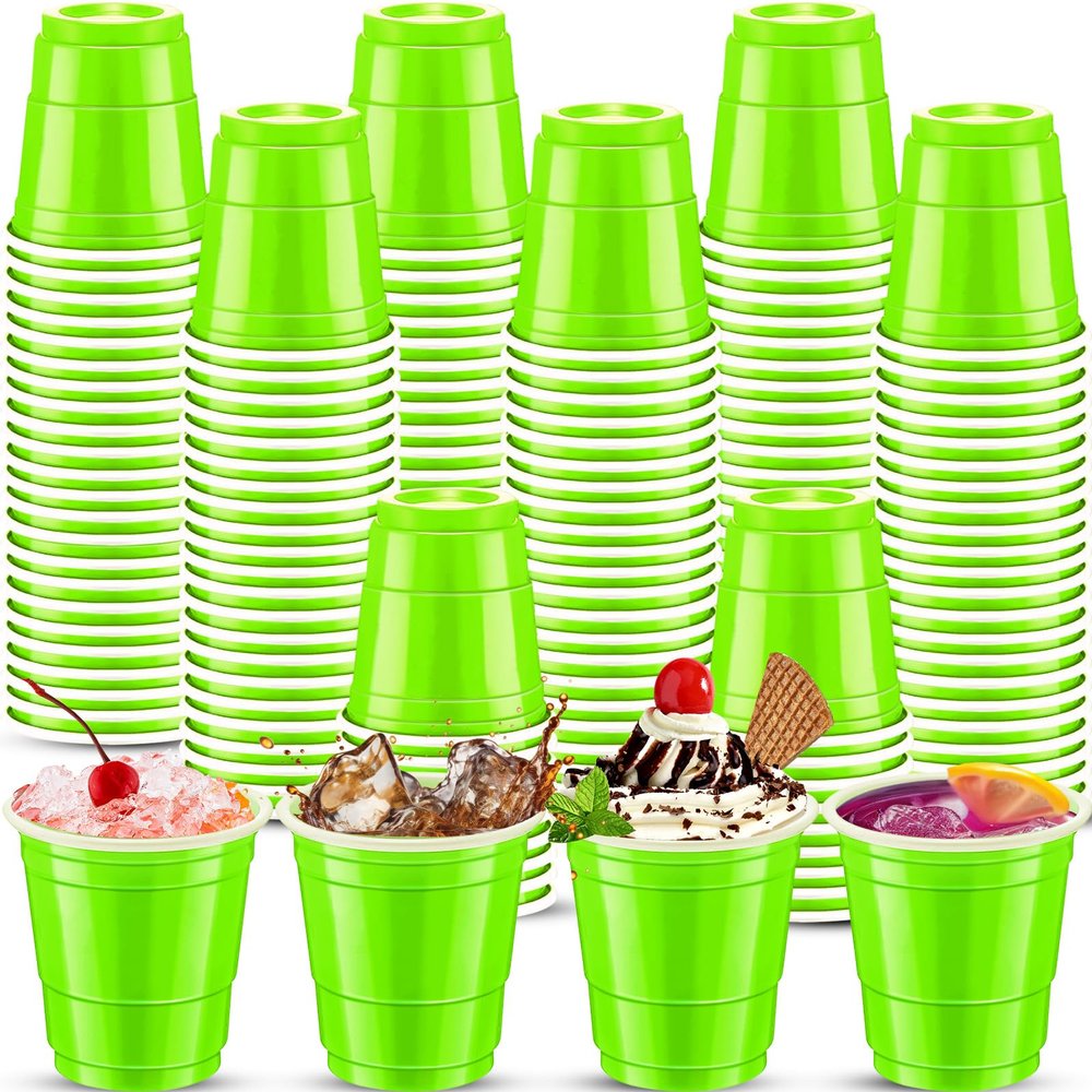 cssopenss 120 pcs Fluorescent Green Plastic Shot Glasses 2 oz green shot cups st. patrick's day shot glasses disposable for drinking Tastings served Snacks Jello Tastings and Samples