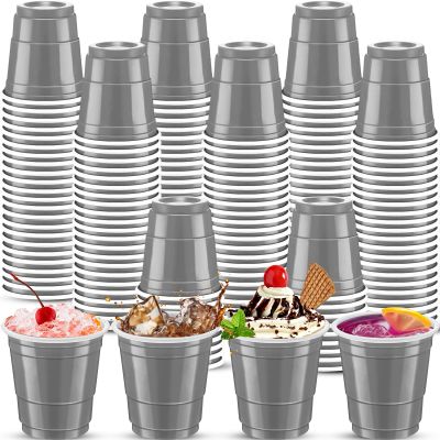 cssopenss 120 pcs Grey Plastic Shot Glasses 2 oz grey shot cups grey shot glasses disposable for drinking Tastings served Snacks Jello Tastings and Samples