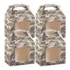 Bio Tek 10 x 7 x 8 Inch Gable Boxes For Party Favors, 25 Attractive Gift Boxes - Camouflage Print, Built-In Handle, Paper Barn Boxes, With Clear PET Window, For Parties view 1