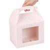 Bio Tek 10 x 7 x 8 Inch Gable Boxes For Party Favors, 25 Attractive Gift Boxes - Striped Pattern, Clear PET Window, Pink & White Paper Barn Boxes, With Built-In Handle view 4