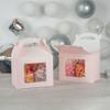 Bio Tek 10 x 7 x 8 Inch Gable Boxes For Party Favors, 100 Attractive Gift Boxes - Striped Pattern, Clear PET Window, Pink & White Paper Barn Boxes, With Built-In Handle view 3