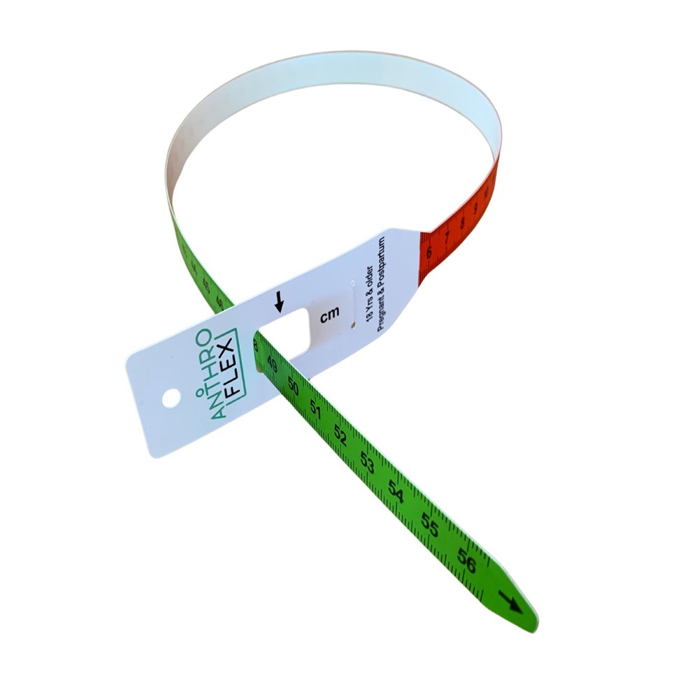 (500 Pack) Mid-Upper Arm Circumference MUAC Tape Measure Adults 18+, Pregnant, Postpartum to Evaluate Severe Malnutrition, Color Coded, Plastic