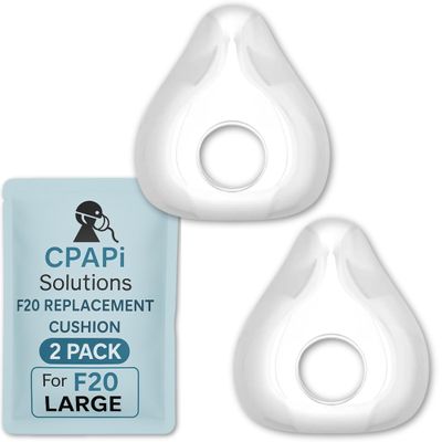 CPAPi Solutions F20 Replacement Cushion Compatible with AirFit & AirTouch CPAP Masks, Soft Silicone Seal, Snug Fit for Nose & Mouth, Durable & Comfortable (Clear 2 Pack, Large)